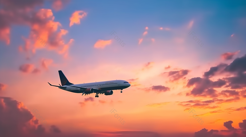 日落黄昏下的飞机自然美景背景图,高清,摄影图,摄影图片,图片大全,摄影图免费下载